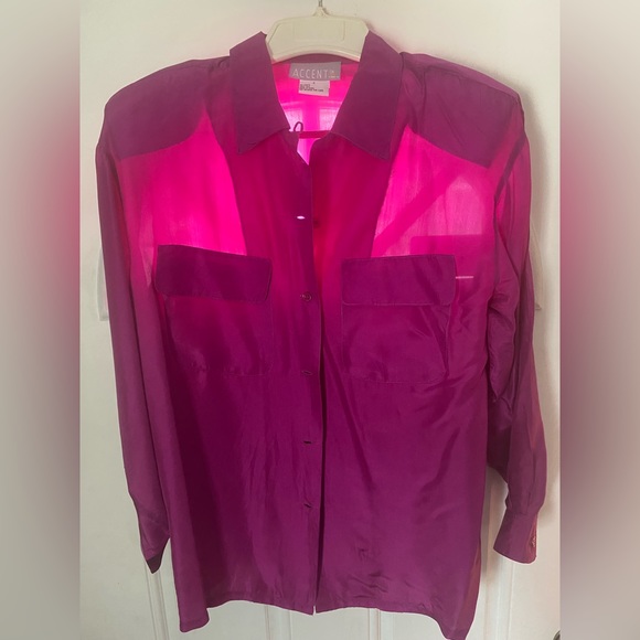 ACCENT 2PC 100% Silk Button Down Long Sleeve Shirt and Zip-Up Button pants - Picture 10 of 12